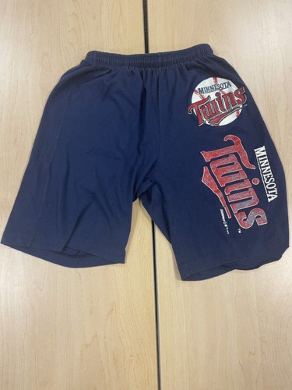 Vintage Minnesota Twins Kids Size L Blue Knit Shorts Baseball 1992